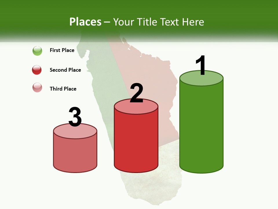 A Map Of The Country Of Italy With The Colors Of The Flag PowerPoint Template