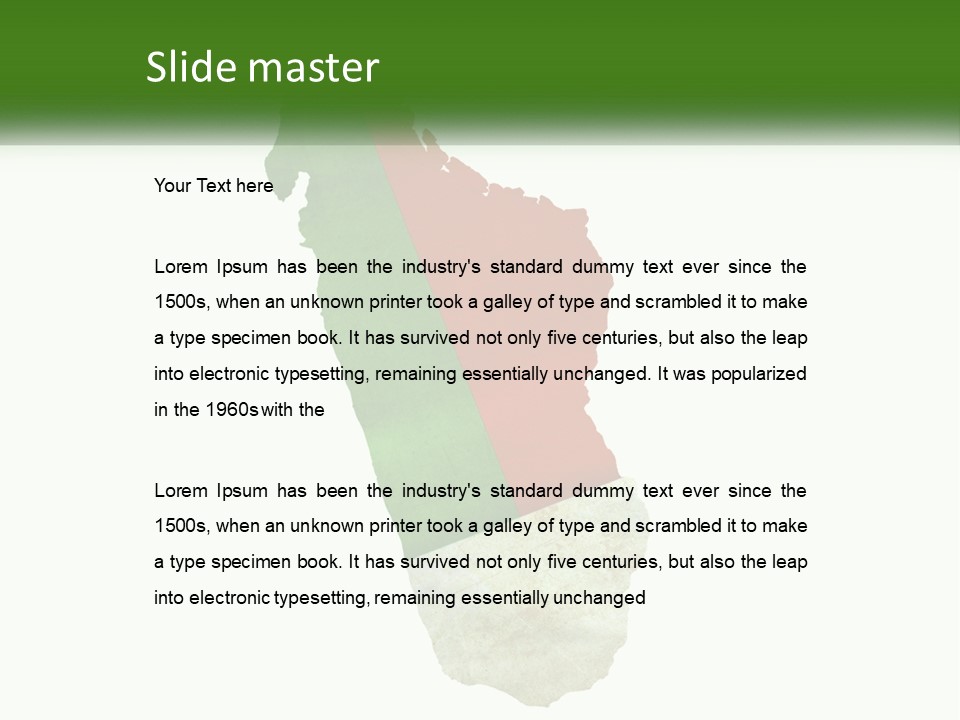 A Map Of The Country Of Italy With The Colors Of The Flag PowerPoint Template