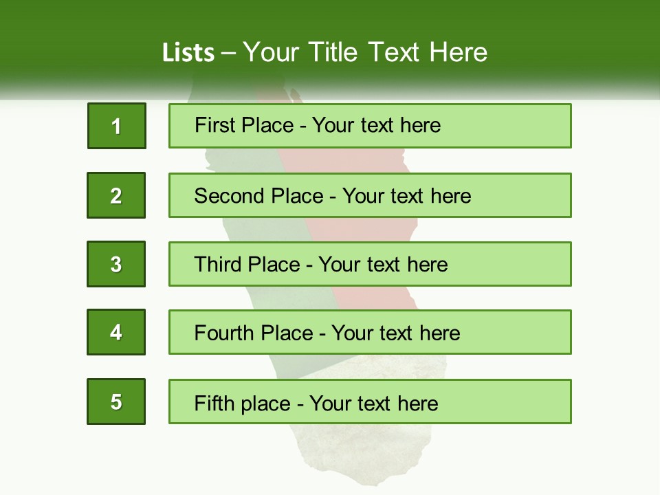 A Map Of The Country Of Italy With The Colors Of The Flag PowerPoint Template