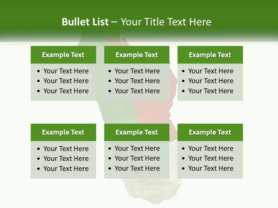 A Map Of The Country Of Italy With The Colors Of The Flag PowerPoint Template