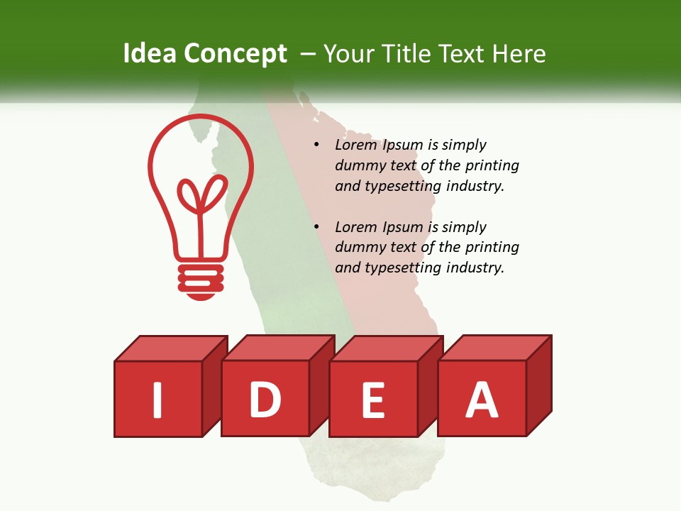 A Map Of The Country Of Italy With The Colors Of The Flag PowerPoint Template
