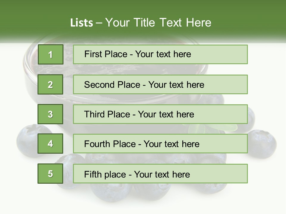 A Bowl Of Blueberries Next To Some Blueberries PowerPoint Template