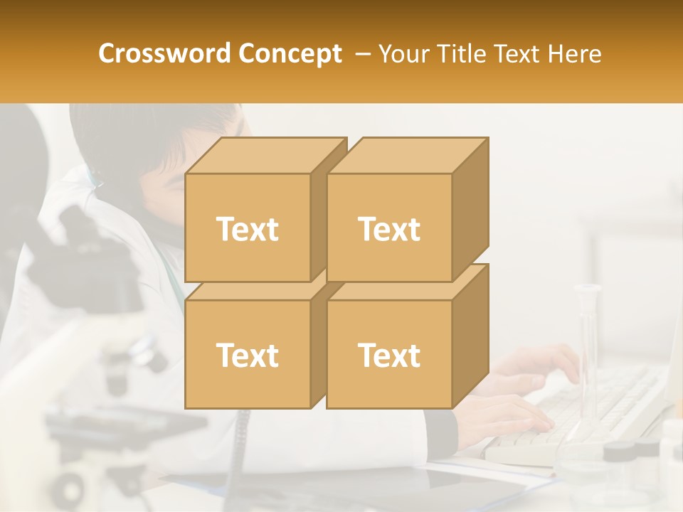 A Man In A Lab Coat Using A Laptop Computer PowerPoint Template