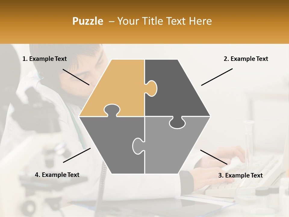 A Man In A Lab Coat Using A Laptop Computer PowerPoint Template