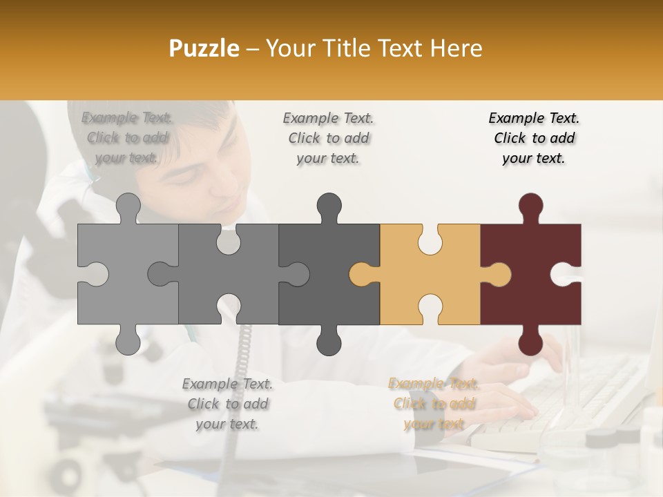 A Man In A Lab Coat Using A Laptop Computer PowerPoint Template