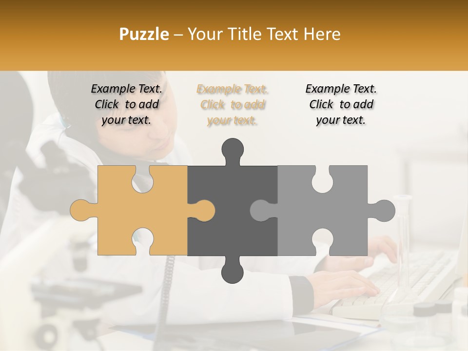 A Man In A Lab Coat Using A Laptop Computer PowerPoint Template