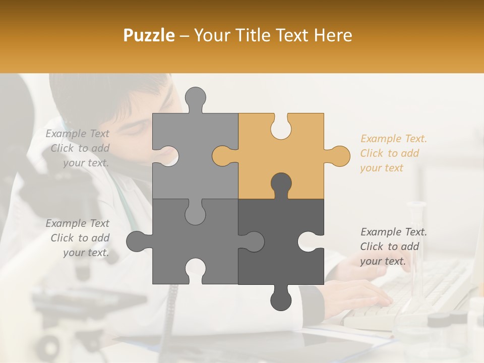 A Man In A Lab Coat Using A Laptop Computer PowerPoint Template