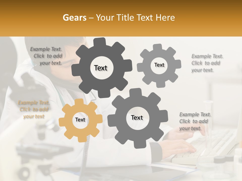 A Man In A Lab Coat Using A Laptop Computer PowerPoint Template