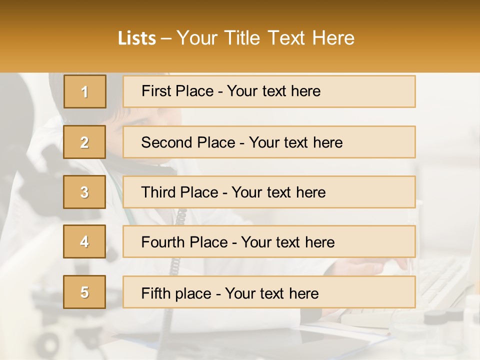 A Man In A Lab Coat Using A Laptop Computer PowerPoint Template