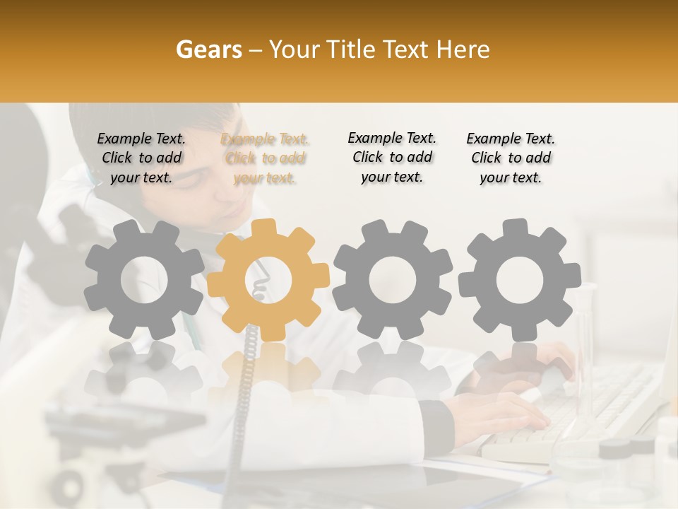 A Man In A Lab Coat Using A Laptop Computer PowerPoint Template