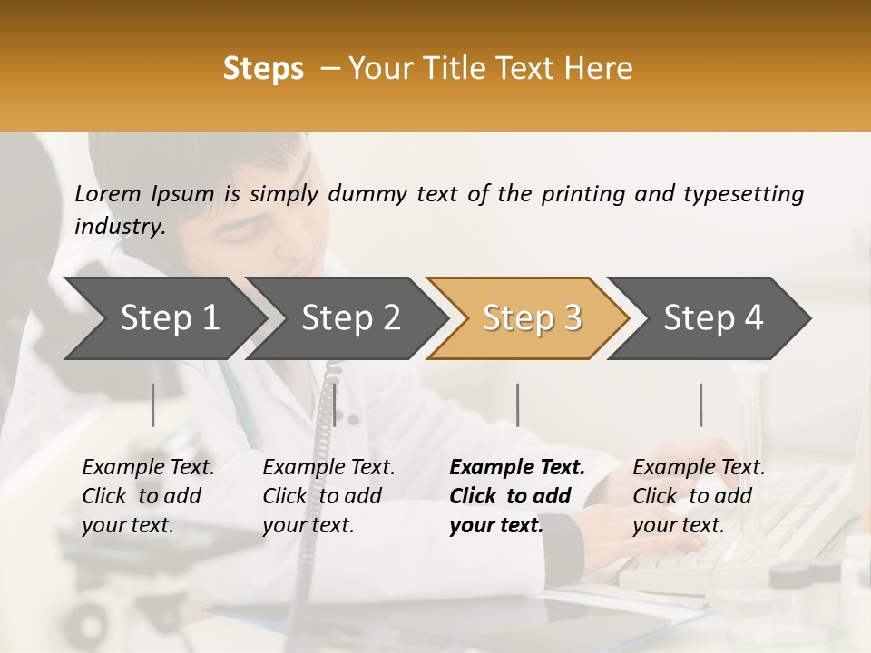 A Man In A Lab Coat Using A Laptop Computer PowerPoint Template