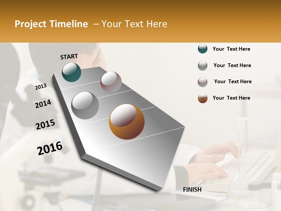 A Man In A Lab Coat Using A Laptop Computer PowerPoint Template