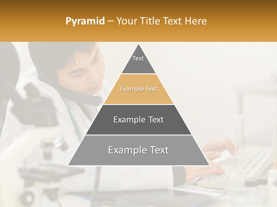 A Man In A Lab Coat Using A Laptop Computer PowerPoint Template