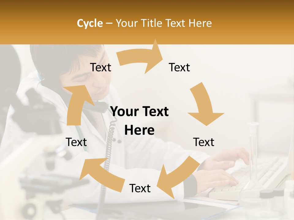 A Man In A Lab Coat Using A Laptop Computer PowerPoint Template