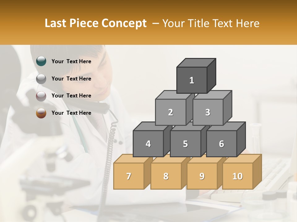 A Man In A Lab Coat Using A Laptop Computer PowerPoint Template