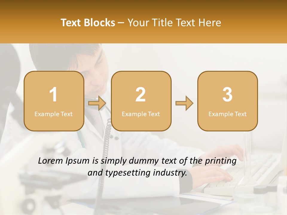 A Man In A Lab Coat Using A Laptop Computer PowerPoint Template