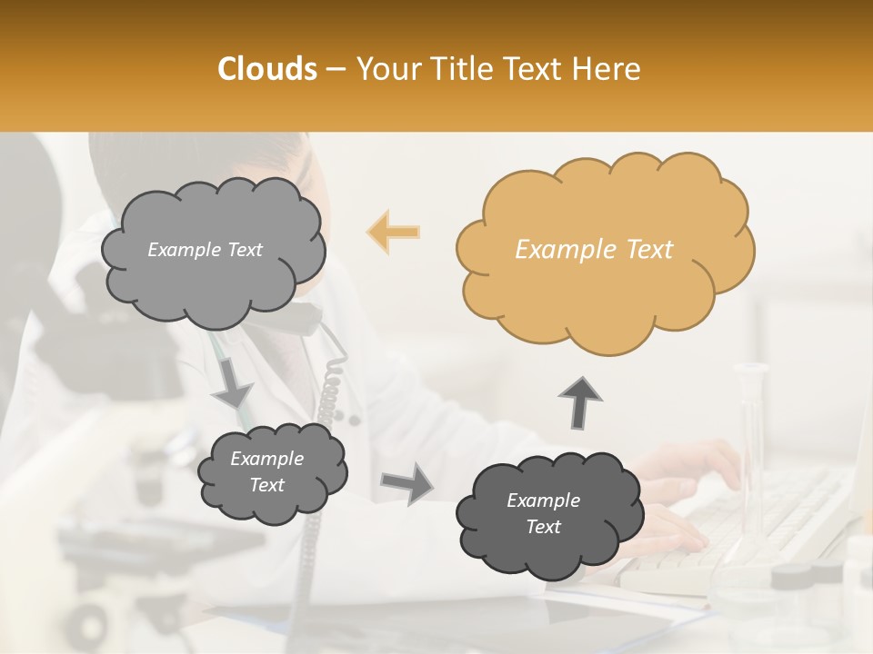 A Man In A Lab Coat Using A Laptop Computer PowerPoint Template