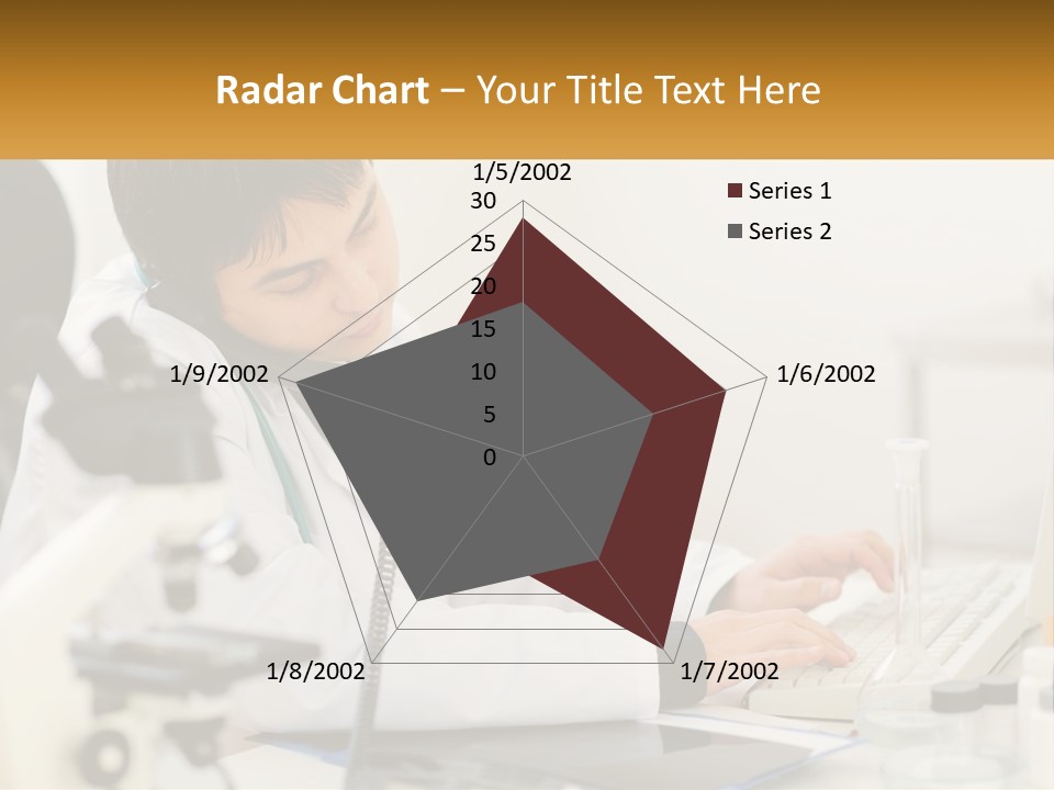 A Man In A Lab Coat Using A Laptop Computer PowerPoint Template