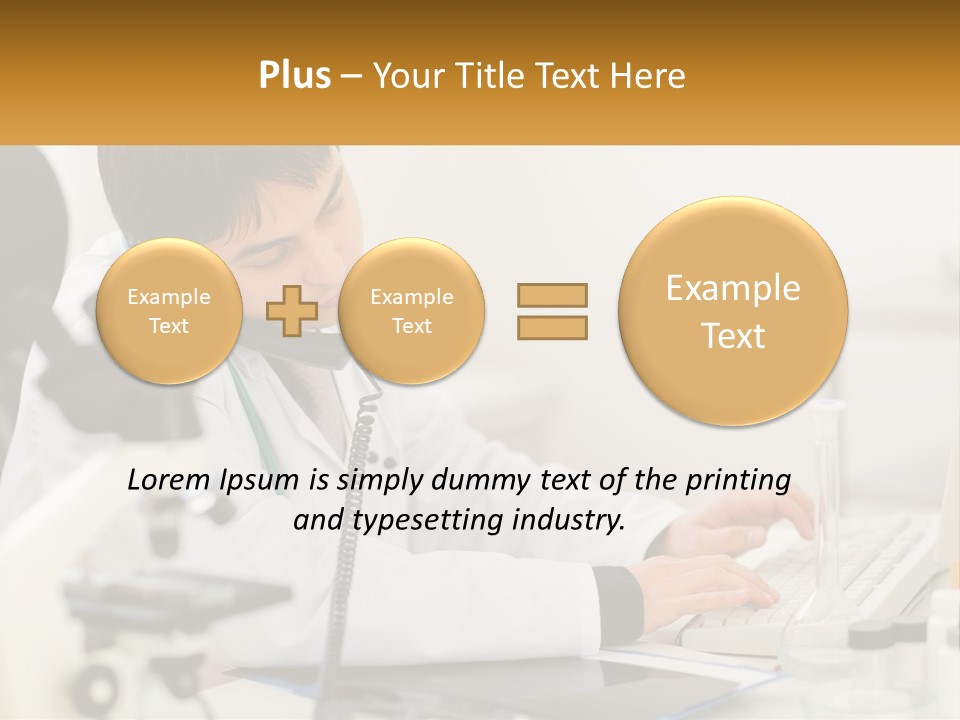A Man In A Lab Coat Using A Laptop Computer PowerPoint Template
