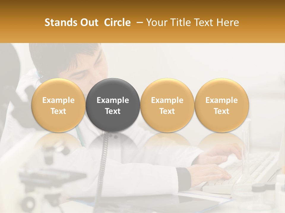 A Man In A Lab Coat Using A Laptop Computer PowerPoint Template