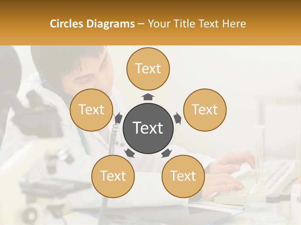 A Man In A Lab Coat Using A Laptop Computer PowerPoint Template