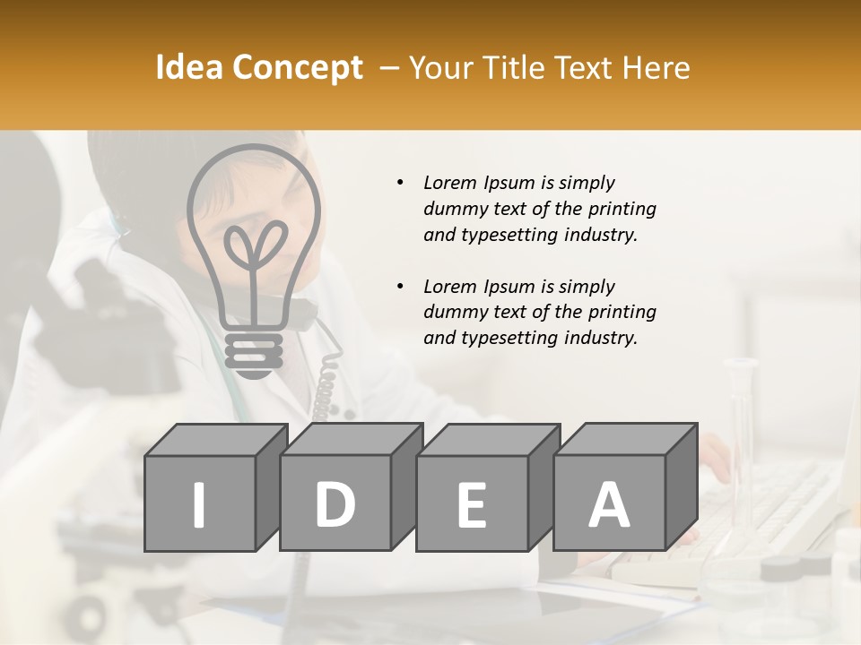 A Man In A Lab Coat Using A Laptop Computer PowerPoint Template