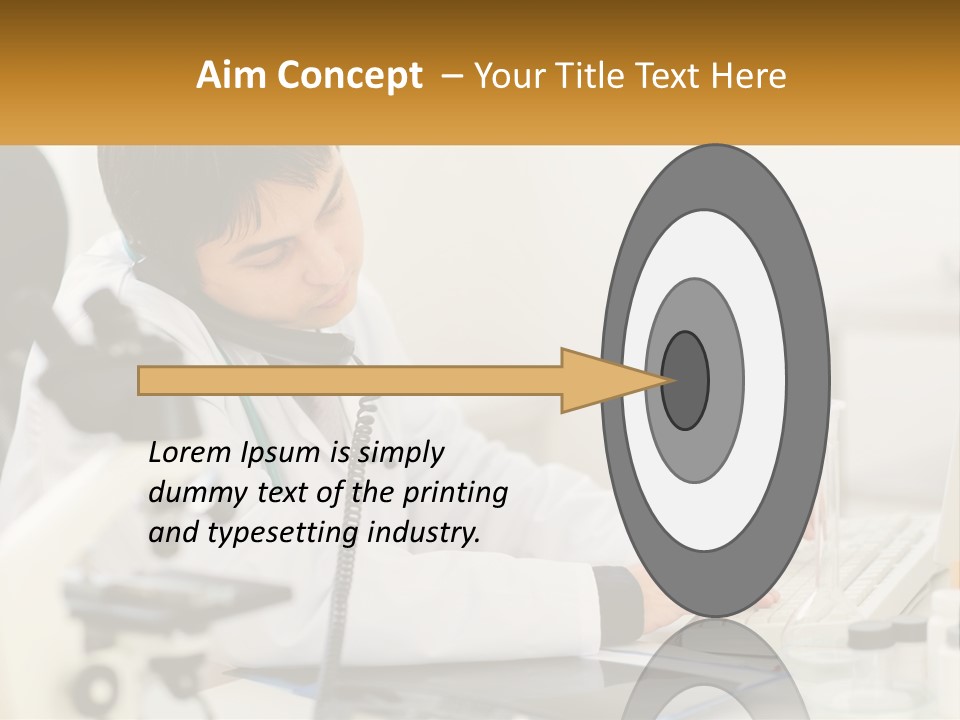 A Man In A Lab Coat Using A Laptop Computer PowerPoint Template