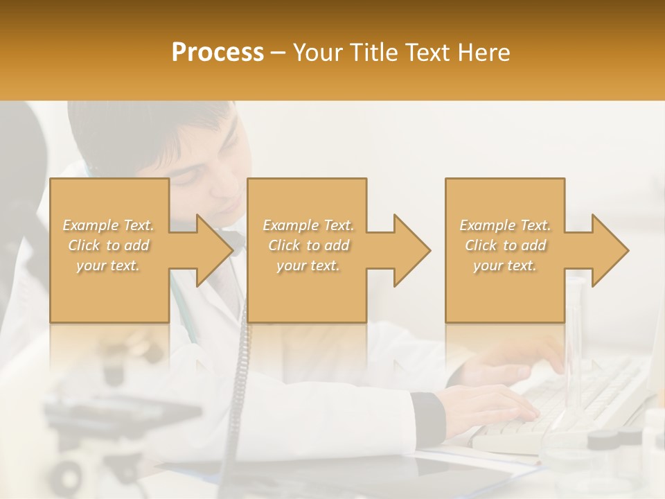 A Man In A Lab Coat Using A Laptop Computer PowerPoint Template