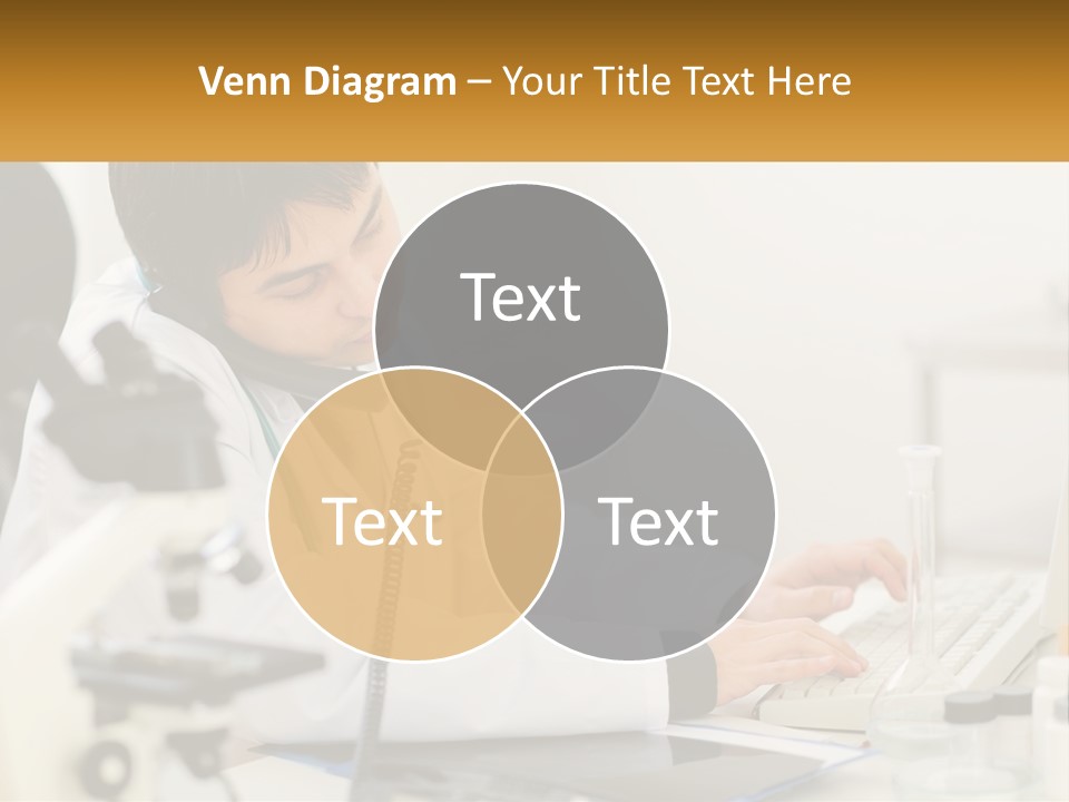 A Man In A Lab Coat Using A Laptop Computer PowerPoint Template