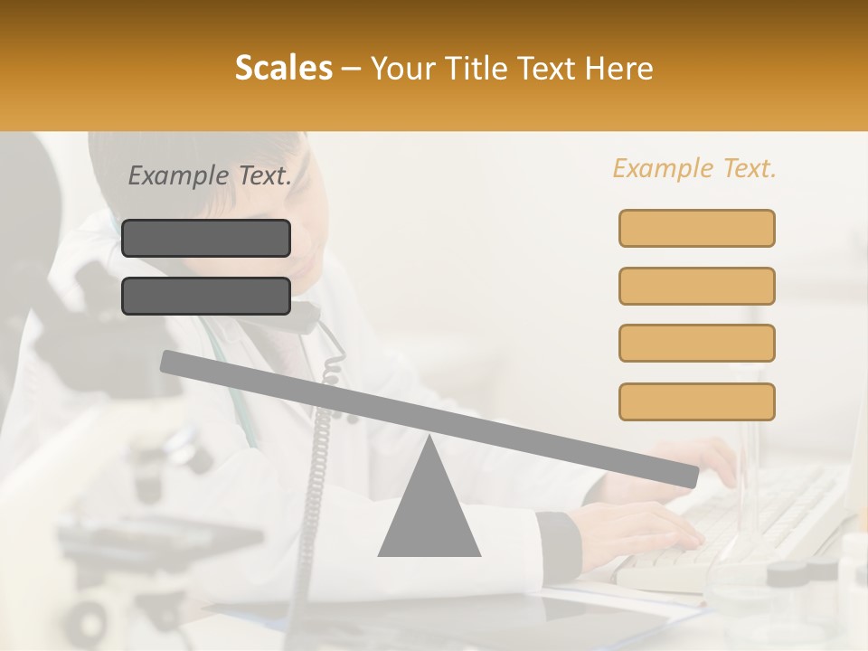 A Man In A Lab Coat Using A Laptop Computer PowerPoint Template