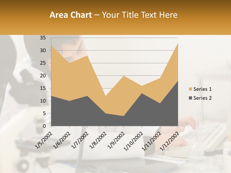 A Man In A Lab Coat Using A Laptop Computer PowerPoint Template