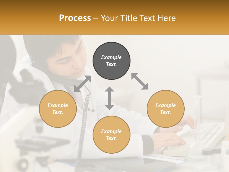 A Man In A Lab Coat Using A Laptop Computer PowerPoint Template