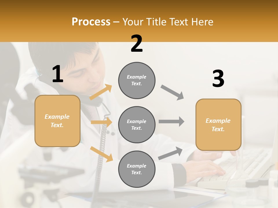 A Man In A Lab Coat Using A Laptop Computer PowerPoint Template