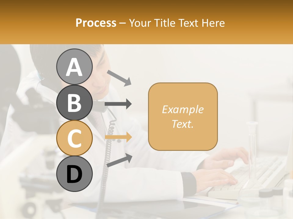 A Man In A Lab Coat Using A Laptop Computer PowerPoint Template