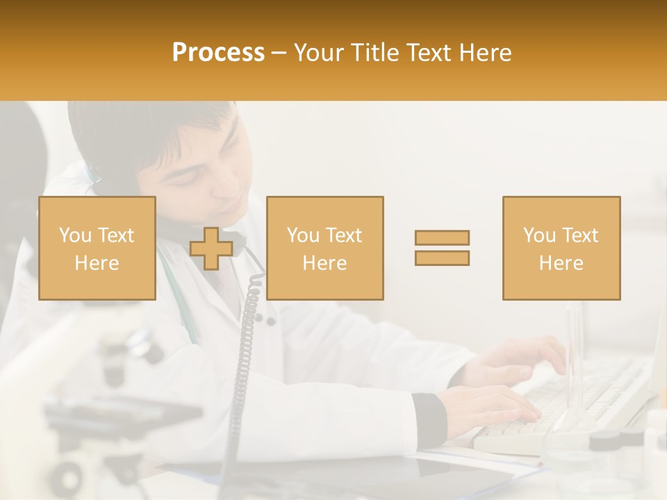 A Man In A Lab Coat Using A Laptop Computer PowerPoint Template