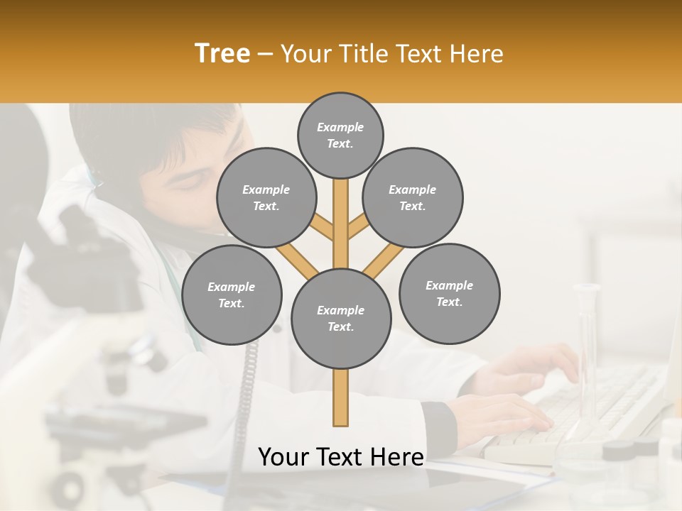 A Man In A Lab Coat Using A Laptop Computer PowerPoint Template