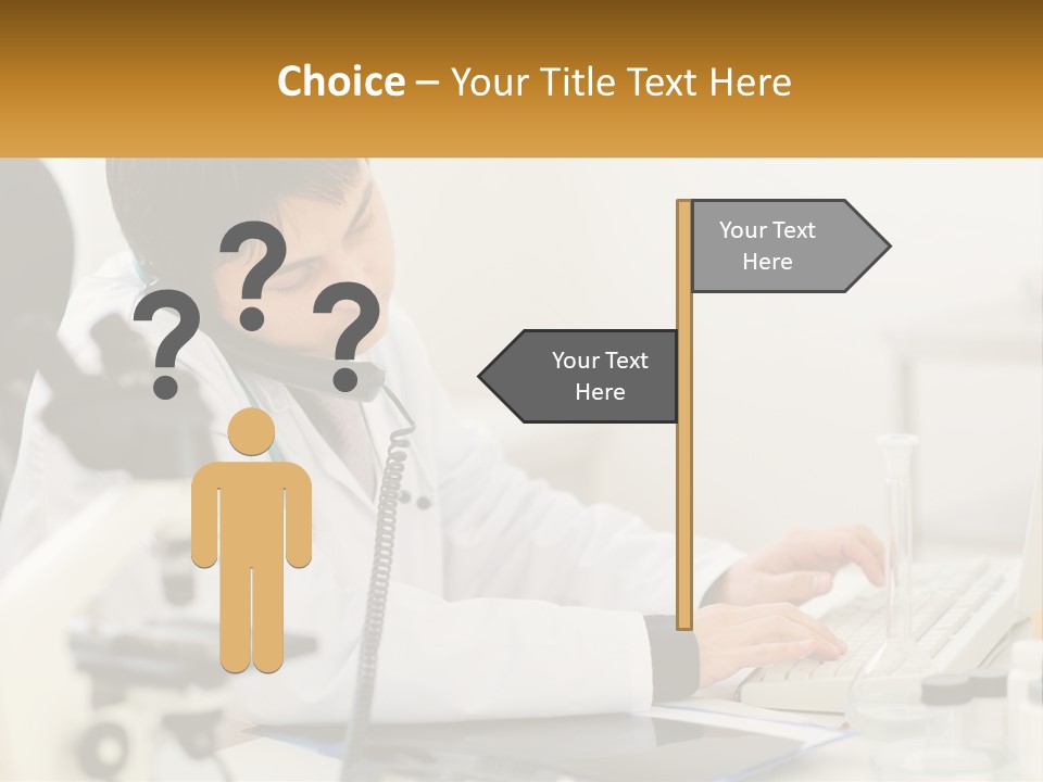 A Man In A Lab Coat Using A Laptop Computer PowerPoint Template