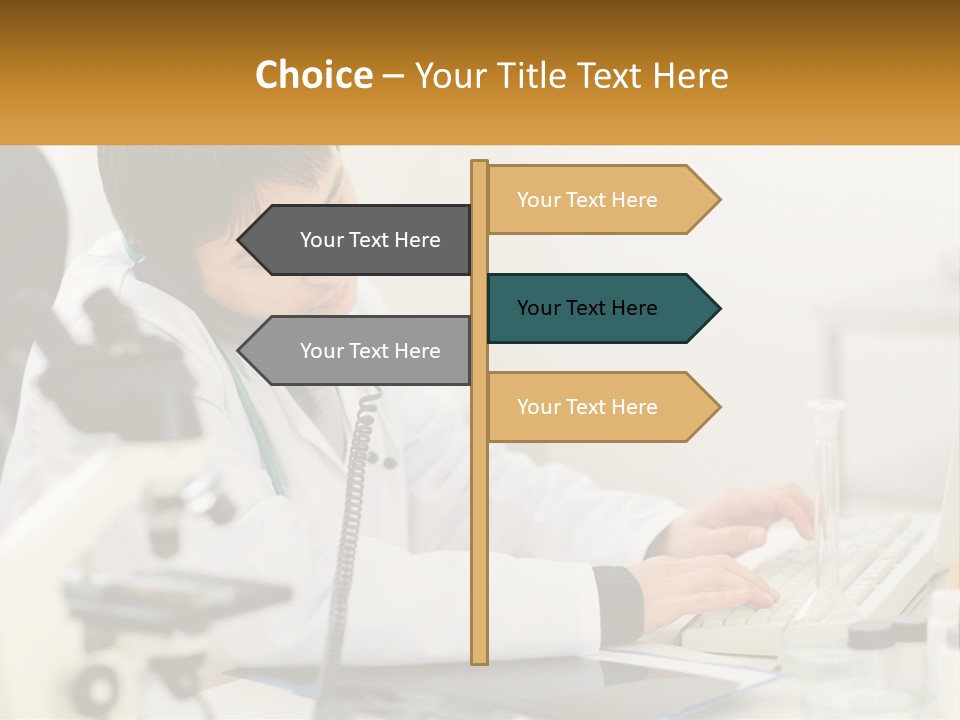 A Man In A Lab Coat Using A Laptop Computer PowerPoint Template