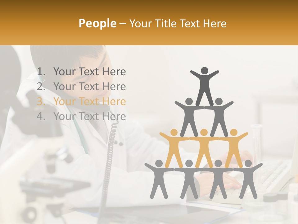 A Man In A Lab Coat Using A Laptop Computer PowerPoint Template