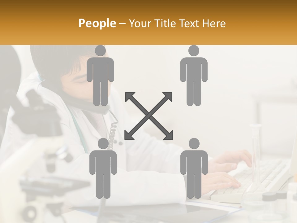 A Man In A Lab Coat Using A Laptop Computer PowerPoint Template