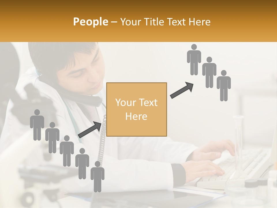 A Man In A Lab Coat Using A Laptop Computer PowerPoint Template