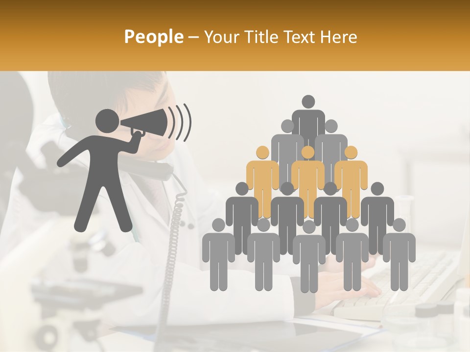 A Man In A Lab Coat Using A Laptop Computer PowerPoint Template