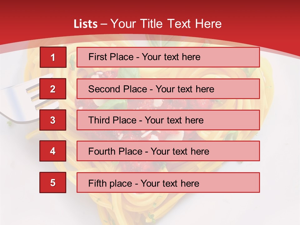 A Plate Of Spaghetti With A Heart Shaped Fork On It PowerPoint Template