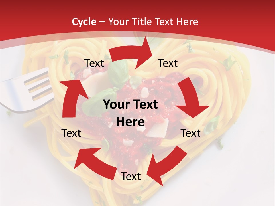 A Plate Of Spaghetti With A Heart Shaped Fork On It PowerPoint Template