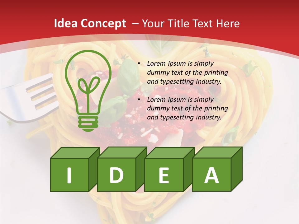 A Plate Of Spaghetti With A Heart Shaped Fork On It PowerPoint Template
