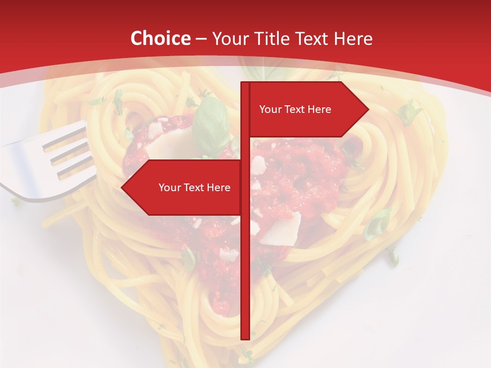 A Plate Of Spaghetti With A Heart Shaped Fork On It PowerPoint Template