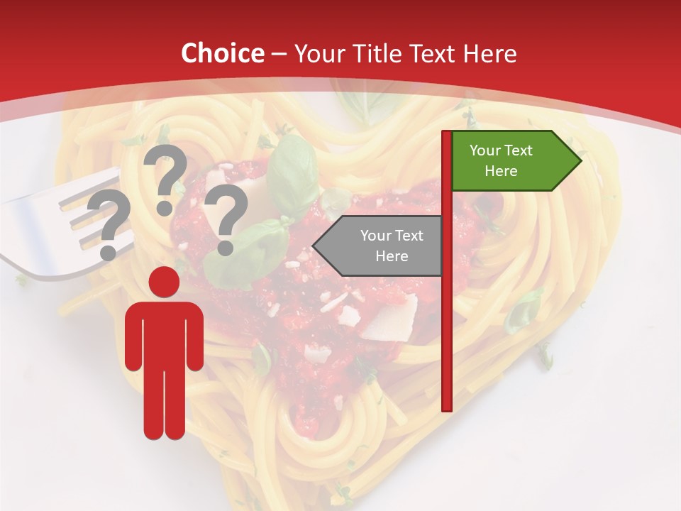 A Plate Of Spaghetti With A Heart Shaped Fork On It PowerPoint Template