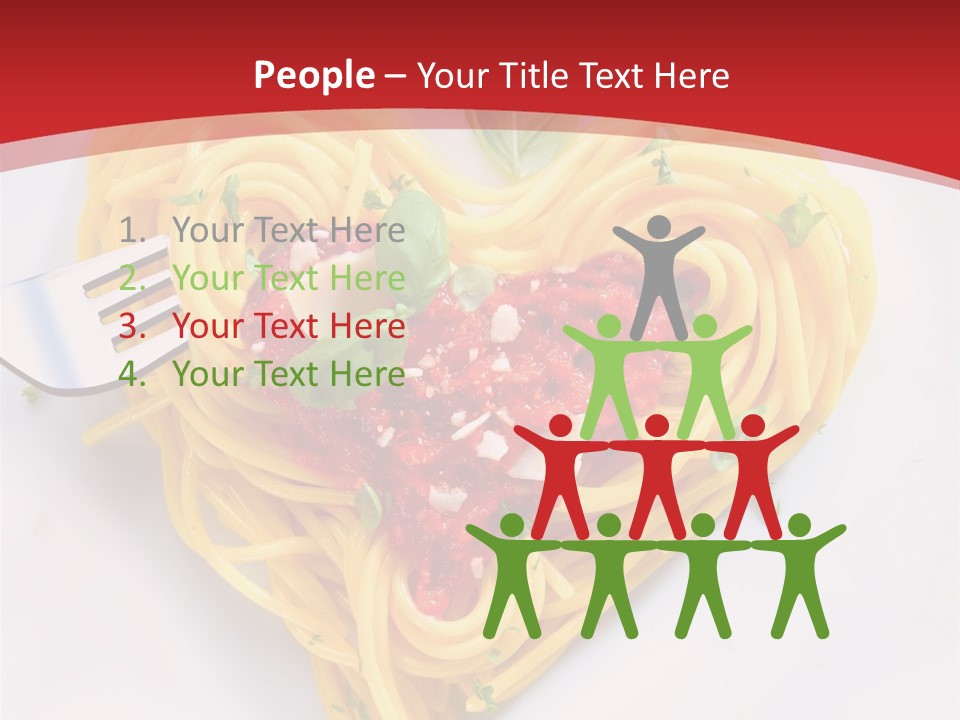 A Plate Of Spaghetti With A Heart Shaped Fork On It PowerPoint Template