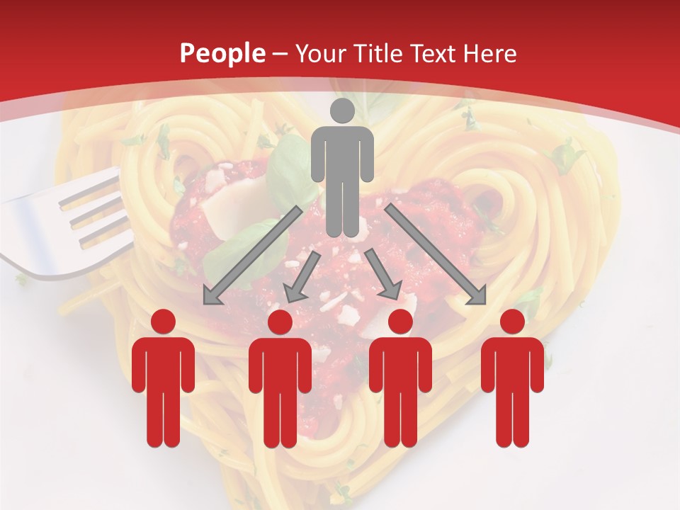 A Plate Of Spaghetti With A Heart Shaped Fork On It PowerPoint Template