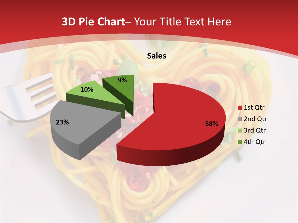 A Plate Of Spaghetti With A Heart Shaped Fork On It PowerPoint Template
